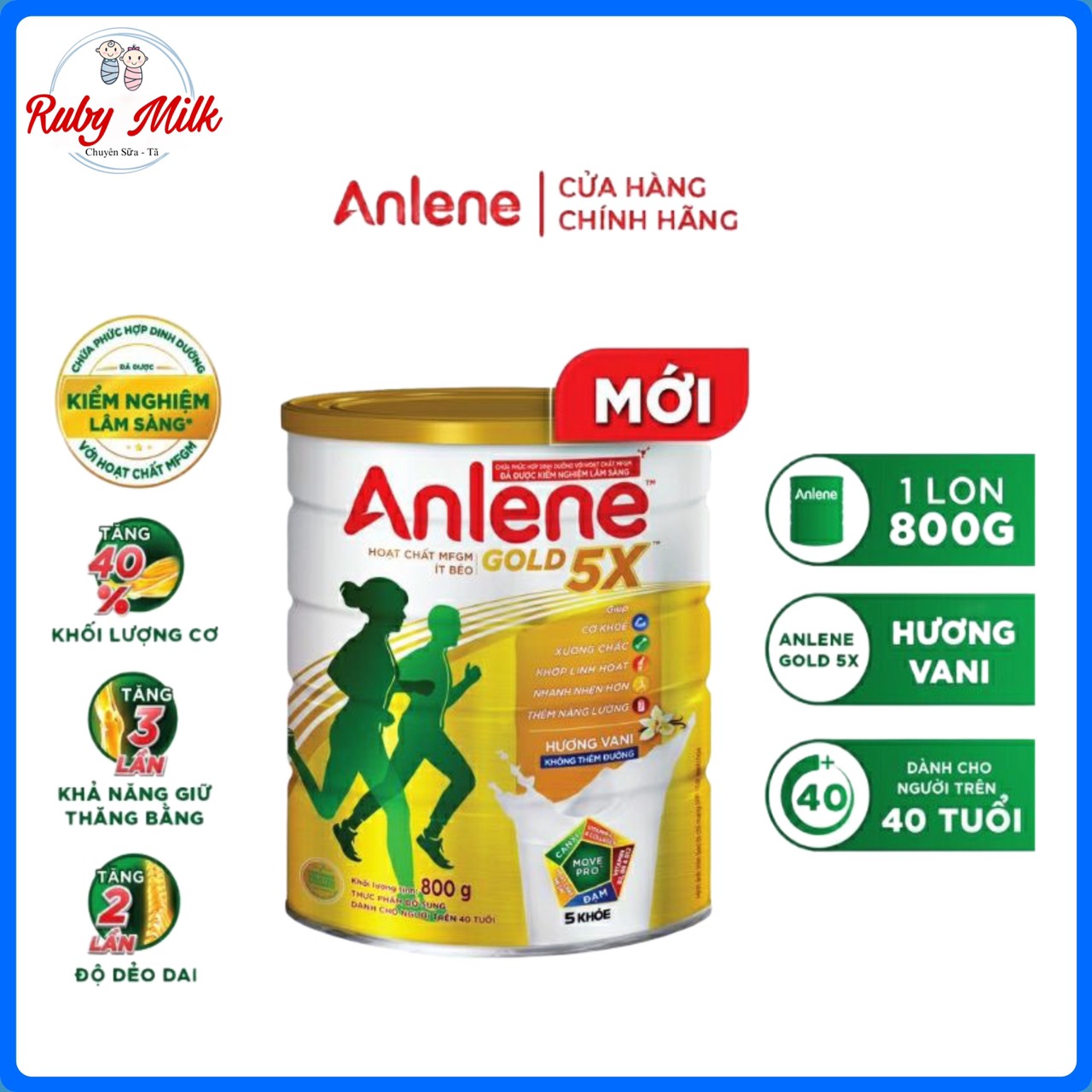 Sữa bột Anlene Gold 5X hương vani lon 800g