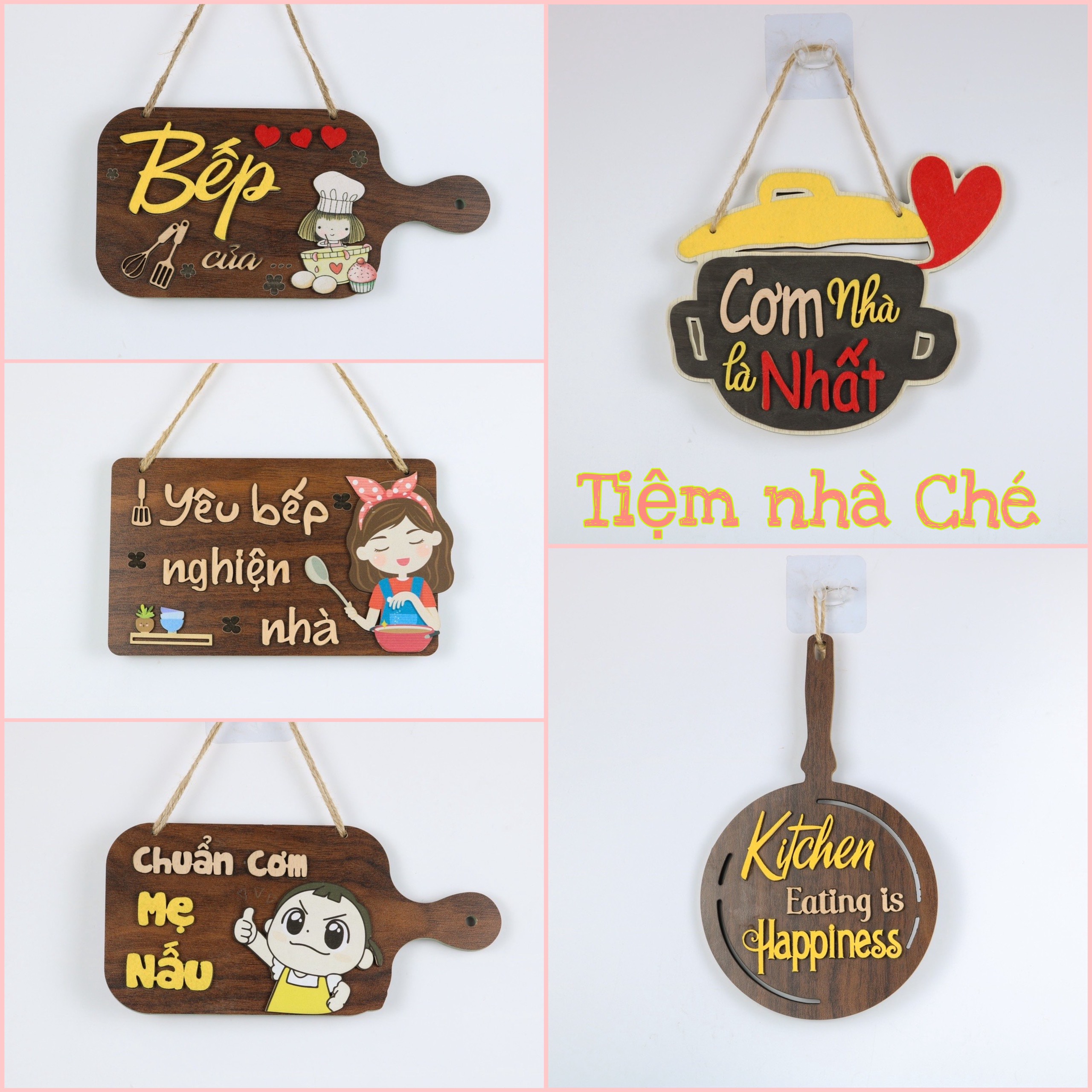 Bảng gỗ treo nhà bếp, bảng gỗ treo tường dễ thương, yêu bếp nghiện nhà, cơm nhà là nhất, chuẩn cơm mẹ nấu, kitchen .