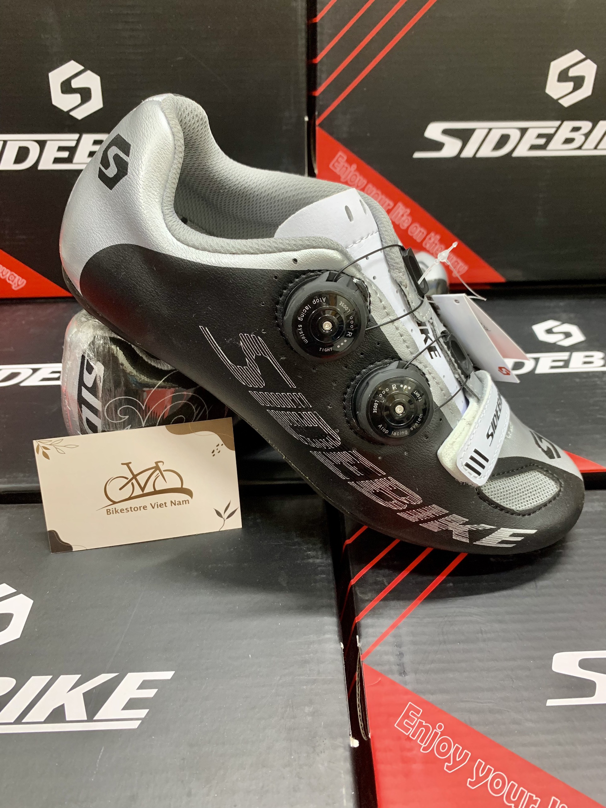 Giày đạp xe sidebike không can sd021 casual shoes black & silver