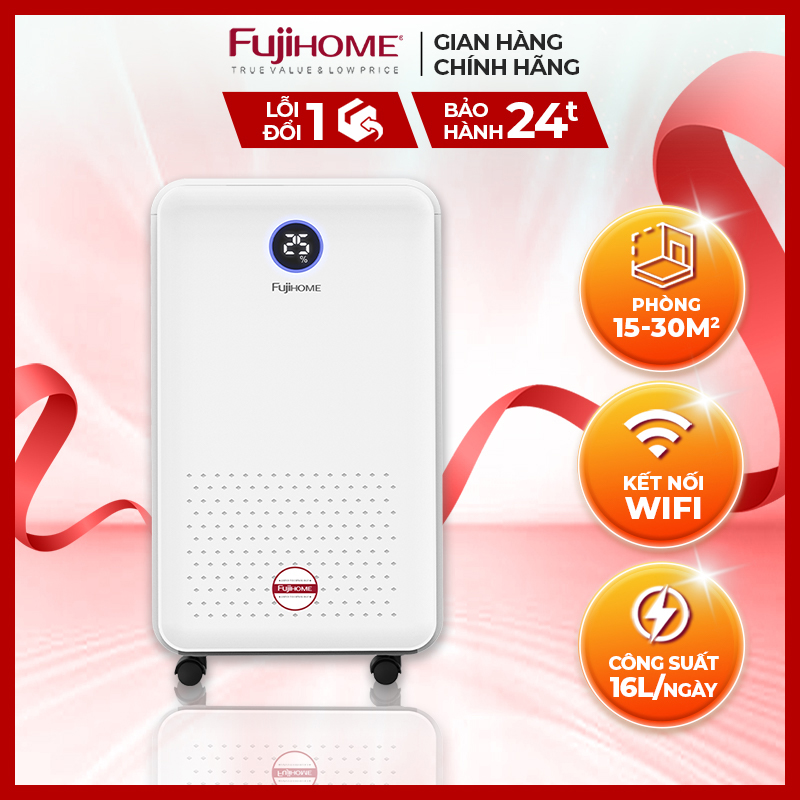 Máy hút ẩm dân dụng 16 lít/ ngày FUJIHOME DH16W lọc không khí công suất 16L/ngày - Công nghệ Nhật Bả