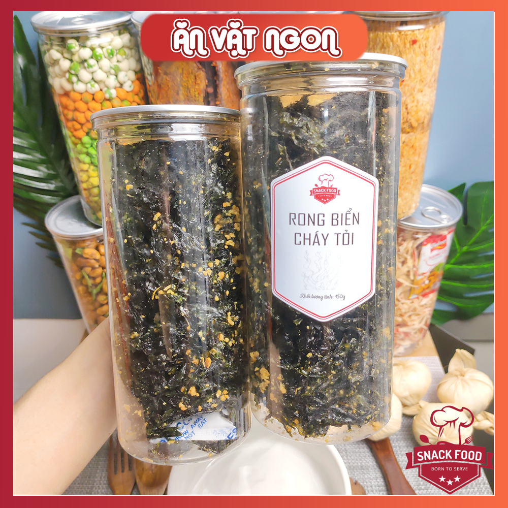 Rong biển cháy tỏi ăn liền, hủ pet 150gr, Đồ ăn vặt Snack Food