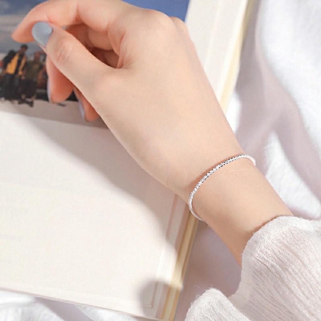 Lắc tay, lắc chân bạc kiểu dáng dây xù đơn giản phong cách Hàn Quốc