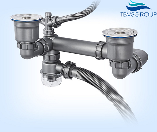 Xiphong chậu rửa BẰNG ĐÁ, 2 Cốc thu nước phi 110mm cao 11cm