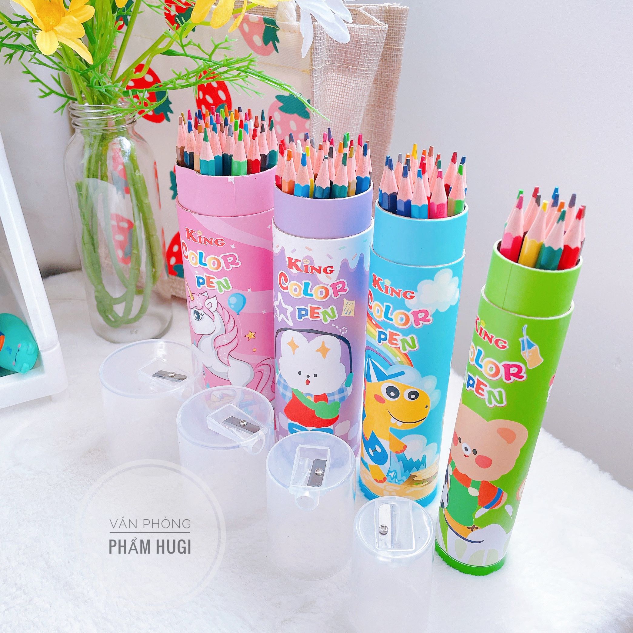 Ống 12-18-24-36 cây Bút Chì Màu giúp bé tập tô vẽ lên màu đẹp (nắp kèm chuốt gọt)