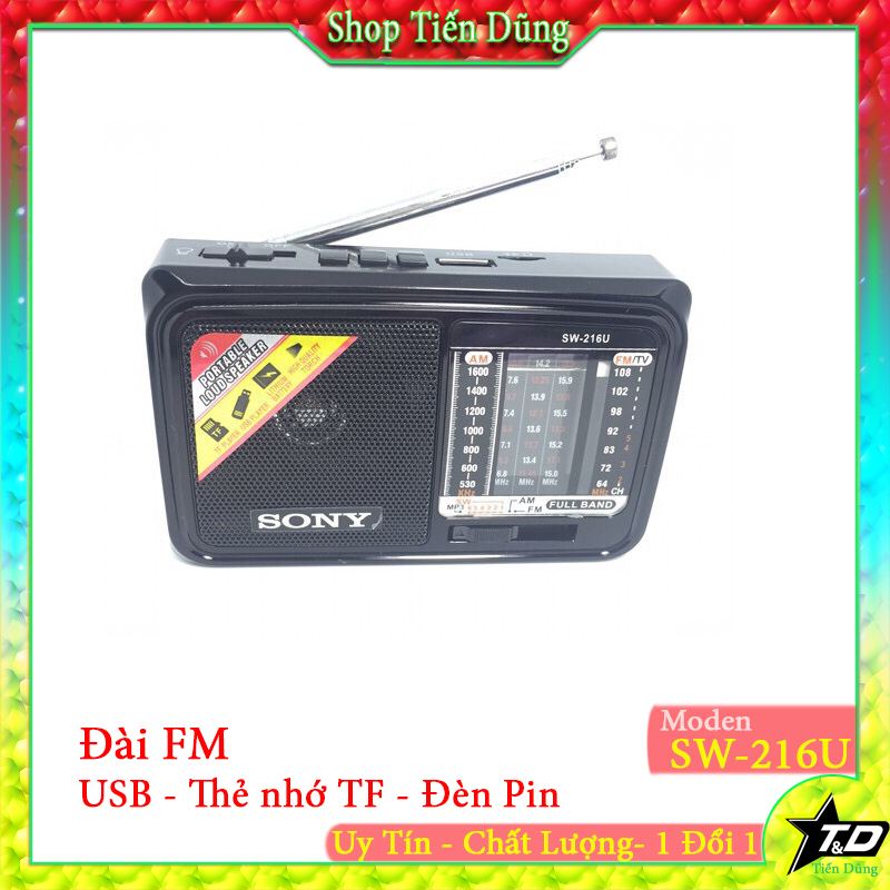 Đài radio fm sw-216u chạy pin sạc hỗ trợ usb , thẻ nhớ tf , có đèn pin có thể rõ sóng fm và am - máy nghe nhạc 261u âm thanh to rõ với angteng thu sóng đài radio tốt