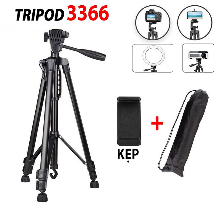 Chân giá đỡ cho điện thoại Tripod 3366 cao 140CM hỗ trợ chụp ảnh  GIAO MÀU NGẪU NHIÊN