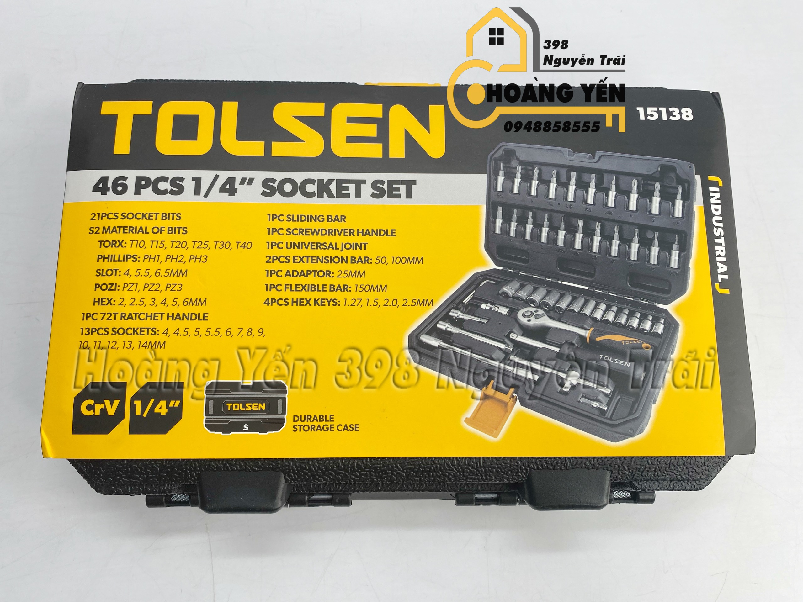 Bộ típ ¼ inch tolsen 15138 bộ tuýp 46 chi tiết , bộ típ đa năng