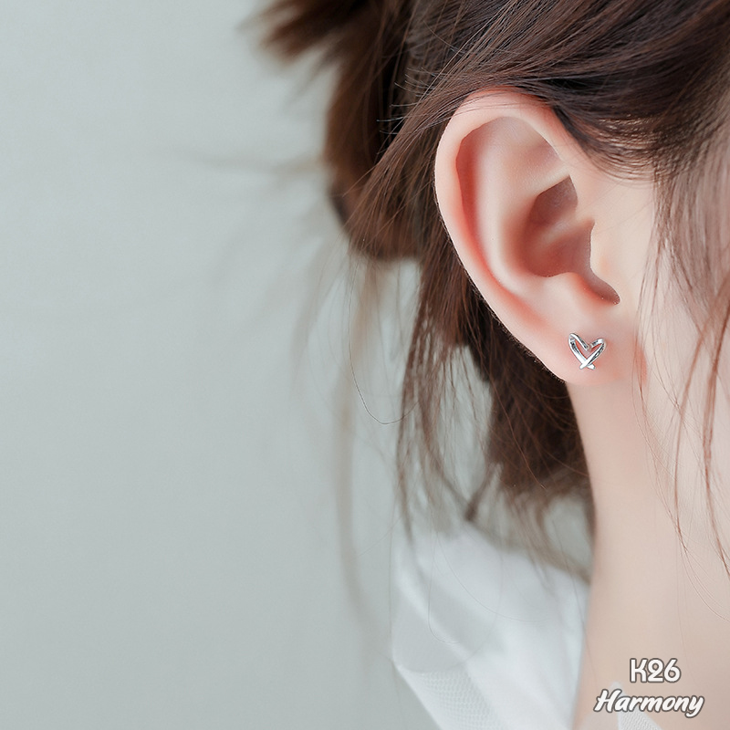 Bông tai, khuyên tai little heart trái tim nhỏ k26 | bạc 925 cao cấp