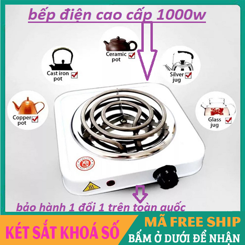 1000W Bếp Điện mini xài điện 220v thích hợp nấu nướng ,Bếp hơ sau sinh cho mẹ và bé - Bếp điện hơ lá trầu,Bếp nướng Sử dụng dễ dàng có nút xoay tăng giảm nhiệt độ,mặt thép bền bỉ an toàn