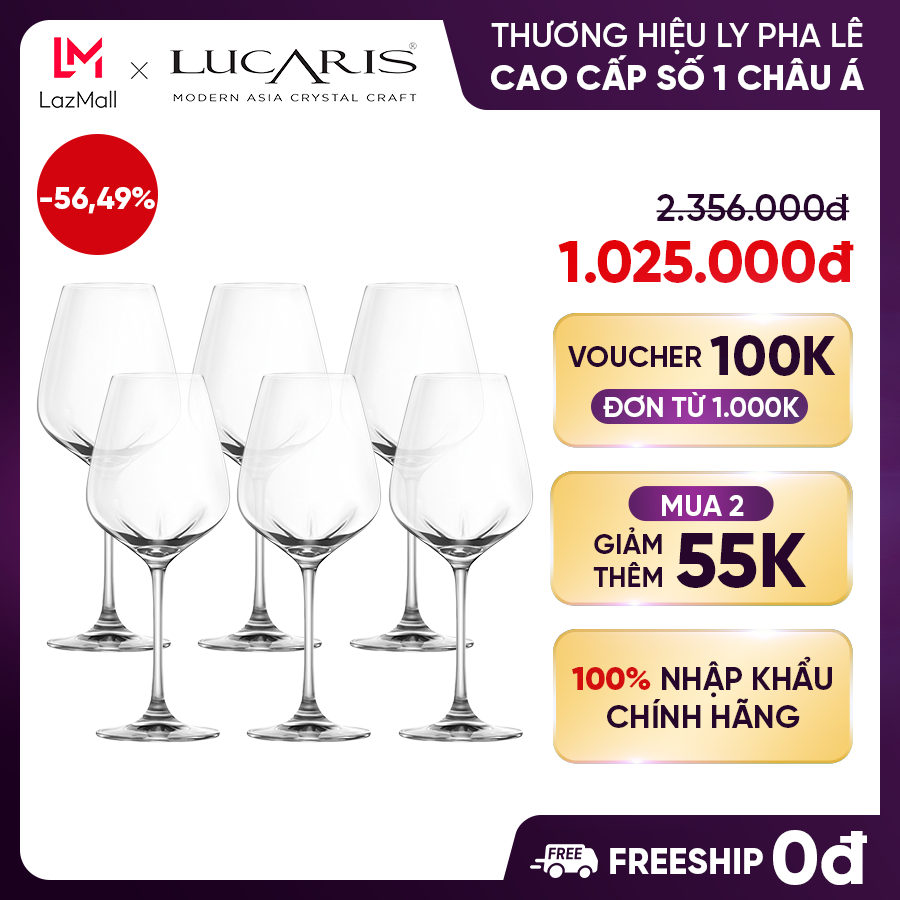 Ly uống rượu vang đỏ, rượu vang trắng pha lê cao cấp lucaris universal 420ml nhập khẩu chính hãng - desire s10us15
