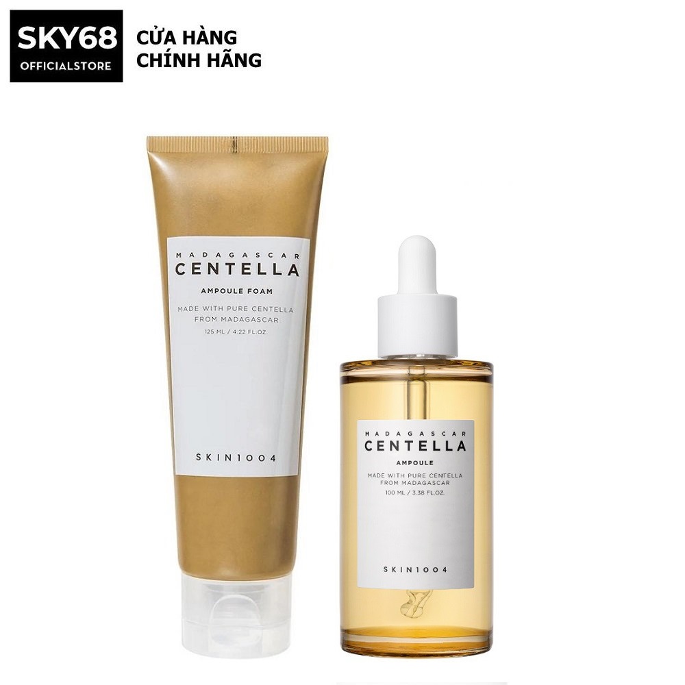 Combo Sữa Rửa Mặt và Tinh Chất Rau Má Giảm Mụn, Dưỡng Trắng Da và Phục Hồi Da Skin1004 Madagascar Centella