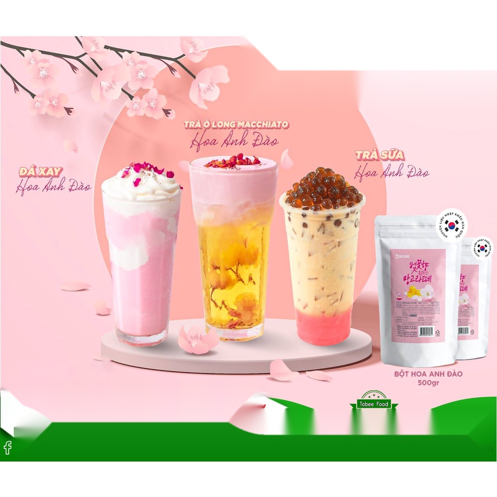 Bột hoa anh đào - làm trà sữa đá xay sữa tươi | tobee food
