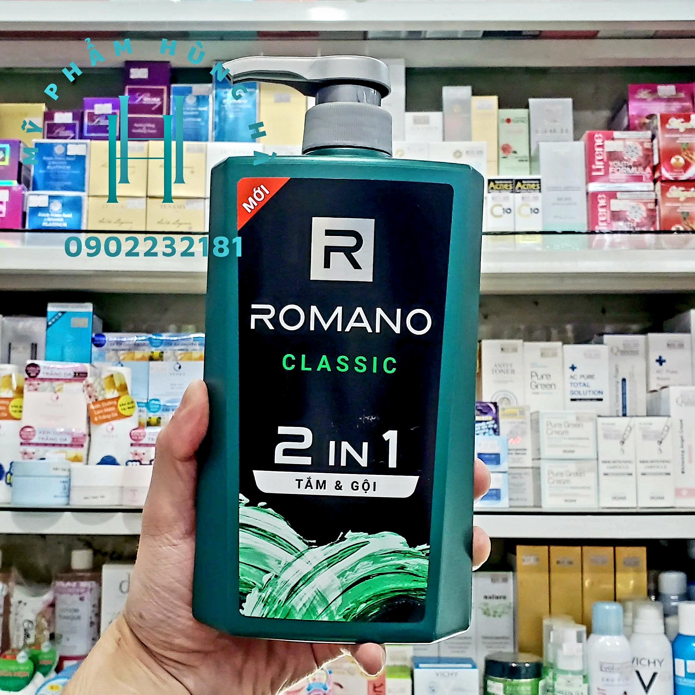 Sữa tắm gội Romano Classic, sữa tắm gội 2 trong 1 nước hoa nam giới 650ml