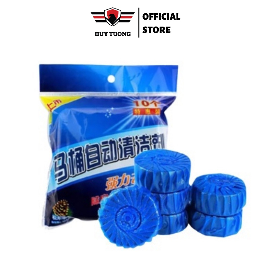 Combo 100 Viên thả bồn cầu tẩy sạch mảng bám khử mùi màu xanh Hàn Quốc, viên tẩy bồn cầu 10 gói 100 viên - Huy Tưởng