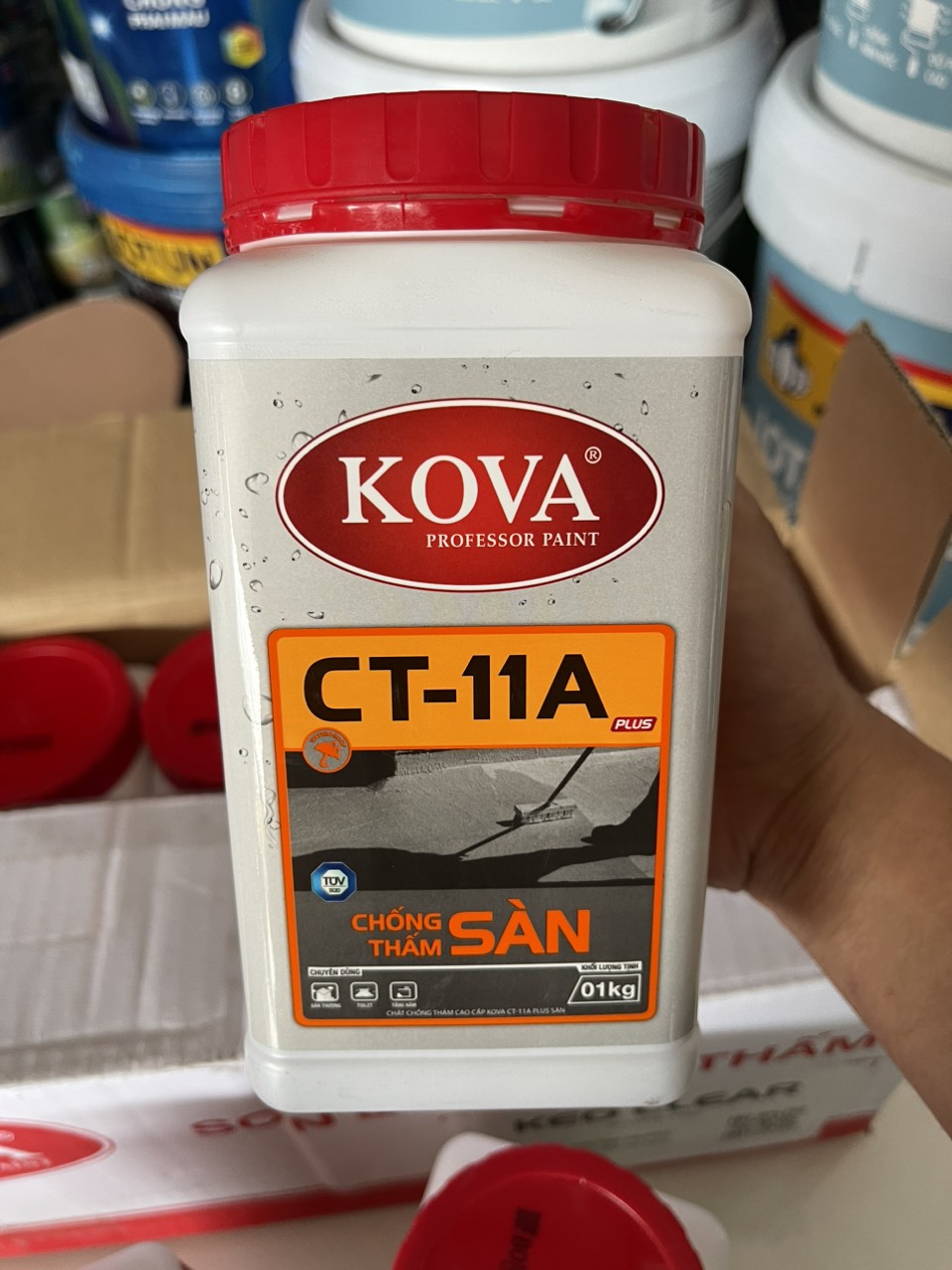 Sơn chống thấm Kova CT-11A sàn 1kg dùng cho sàn nhà, sân thượng, sê no, bể nước, sàn nhà vệ sinh, bể bơi