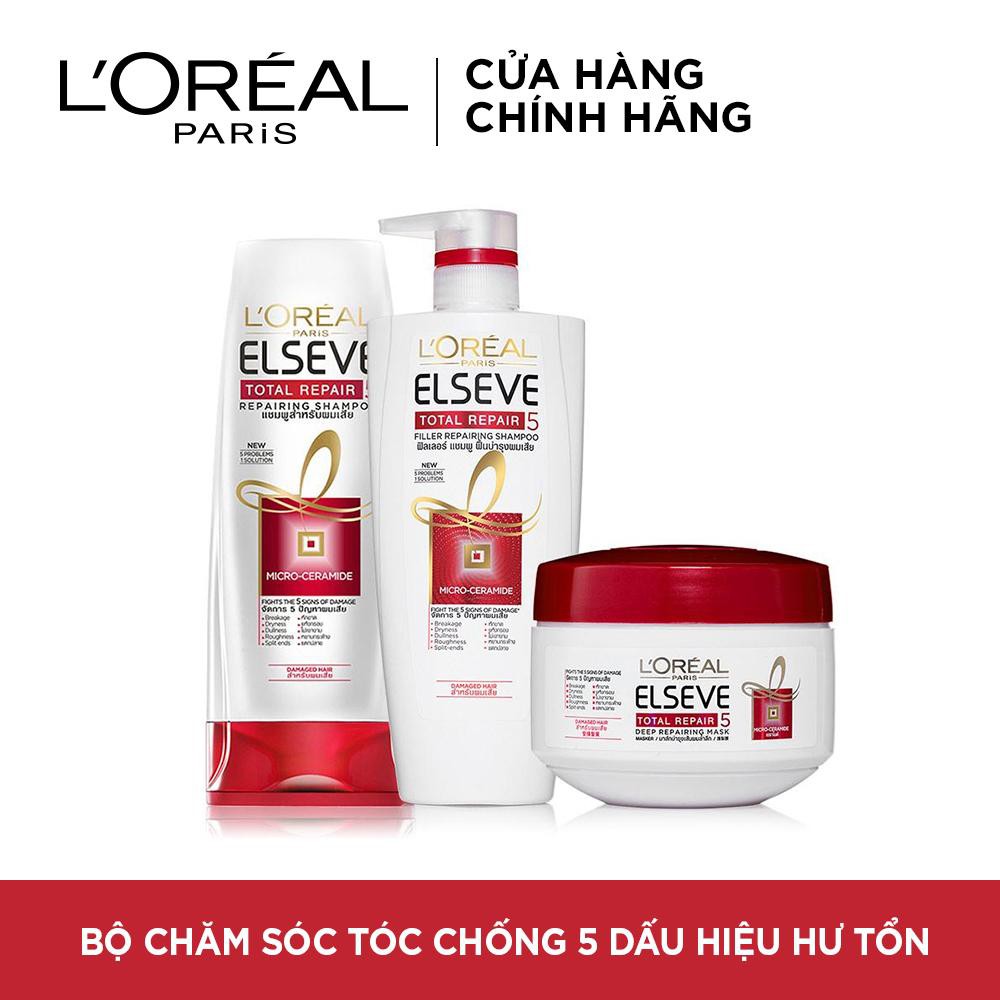 Dầu gội, dầu xả phục hồi tóc hư tổn loreal total repair 5