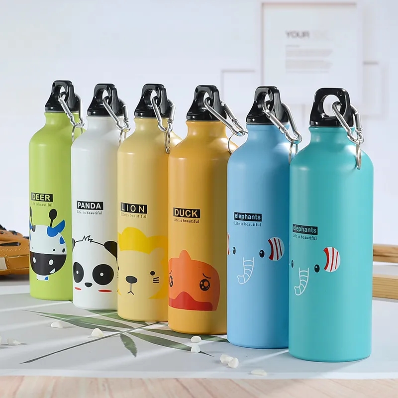 Bình nước treo gắn  xe đạp  nhôm 500 ml họa tiêt hình thú -  binh uống nuoc treo xe đạp -bình uống nước hình thú - bình du lịch dã ngoại