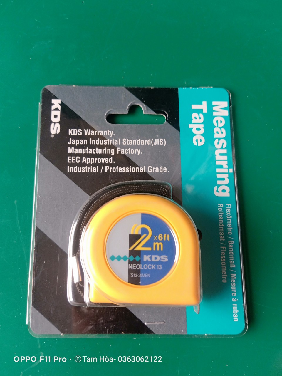 Thước cuộn thép cao cấp 2 mét - 6 feet KDS bản 13mm dây vàng