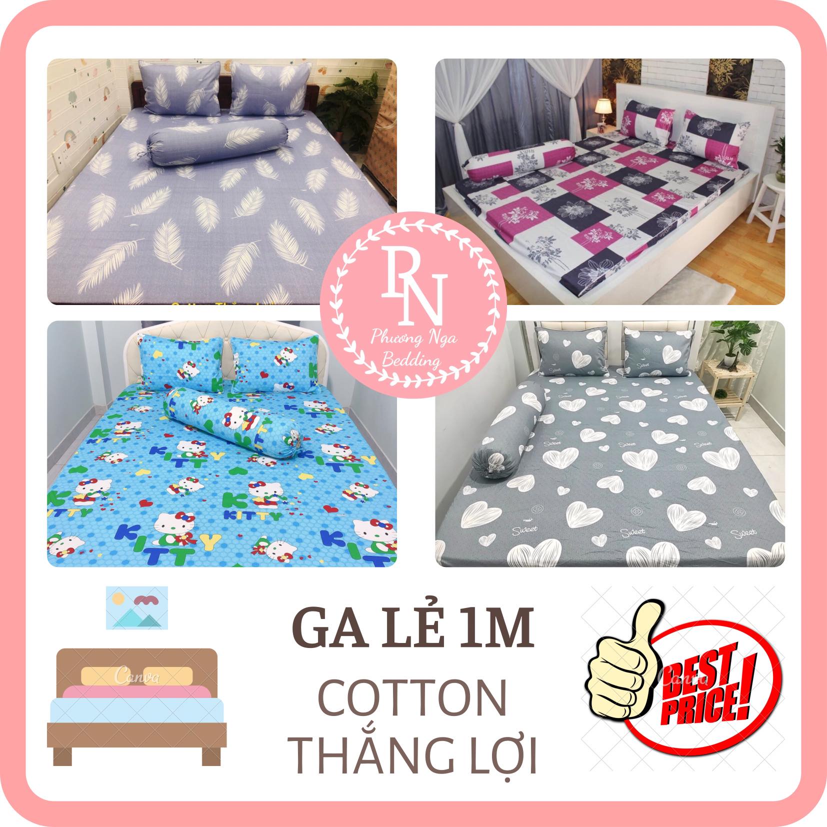 [HCM]Ga lẻ 1m x2m Cotton Thắng Lợi chuẩn logo (Không áo gối dùng cho nệm cao từ 3-15cm)