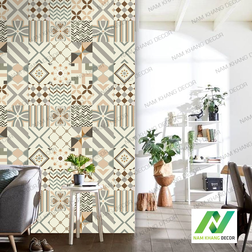 [HCM]Decal gạch bông (decal nhựa 100% không phải PP) Mẫu 71 - KT 60x120cm trang trí nội thất bếp quầ bar ..