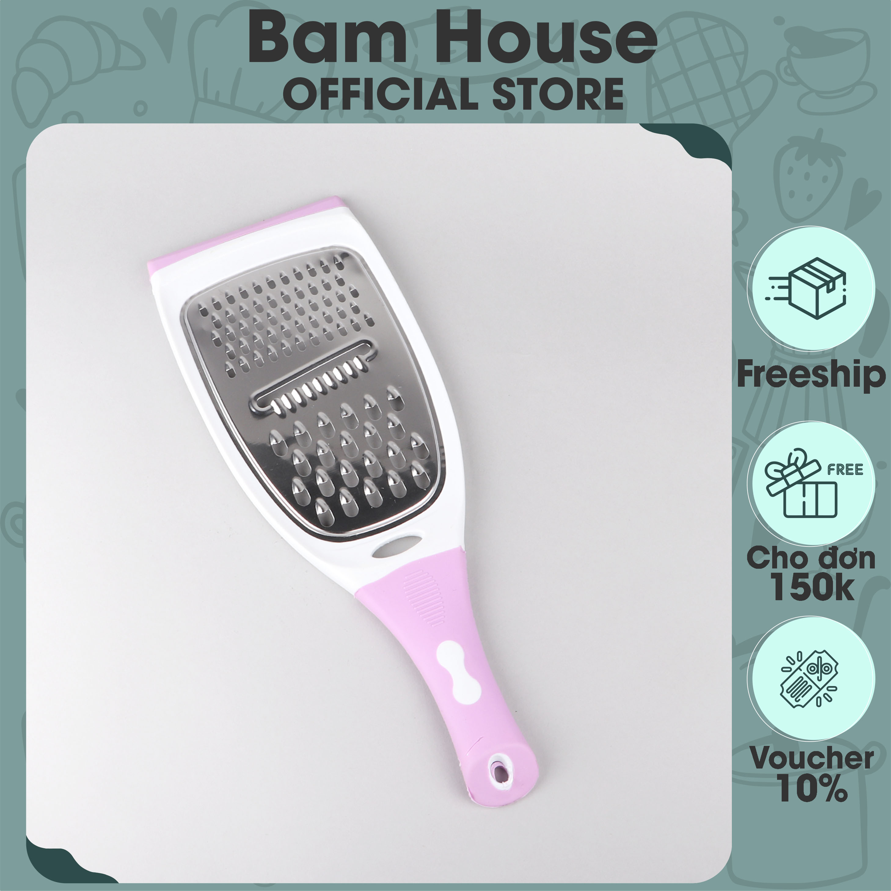 Dụng cụ bào rau củ 3 kiểu inox Bam House có tay cầm cao su siêu bén cao cấp BTC06 - Gia dụng bếp