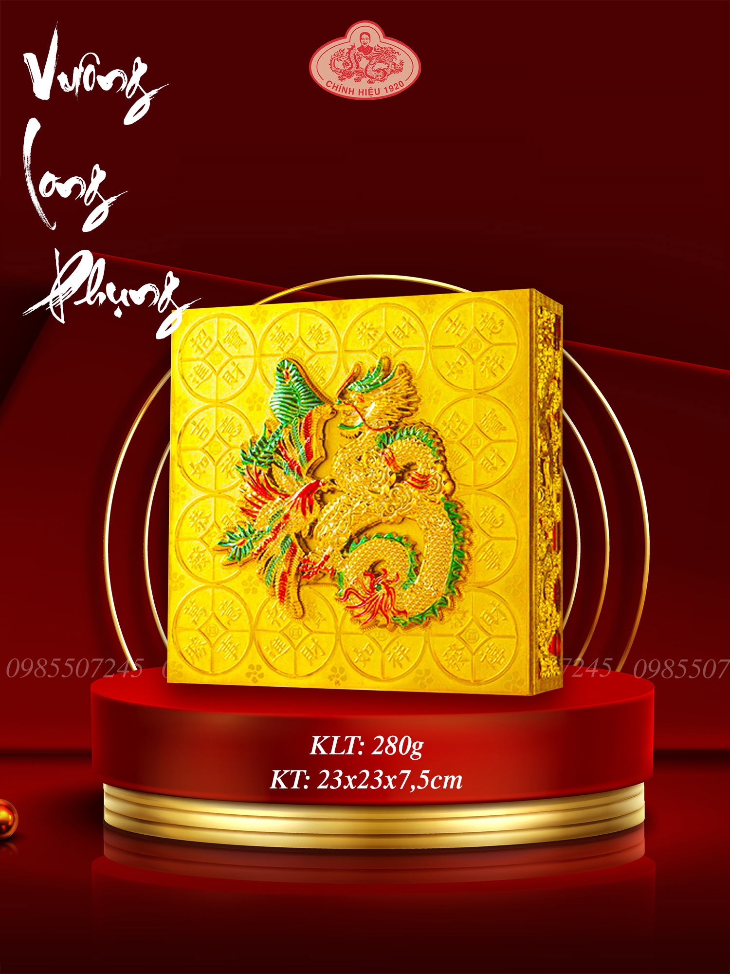 Bánh đậu xanh Vuông long phụng Rồng vàng Minh Ngọc 280g