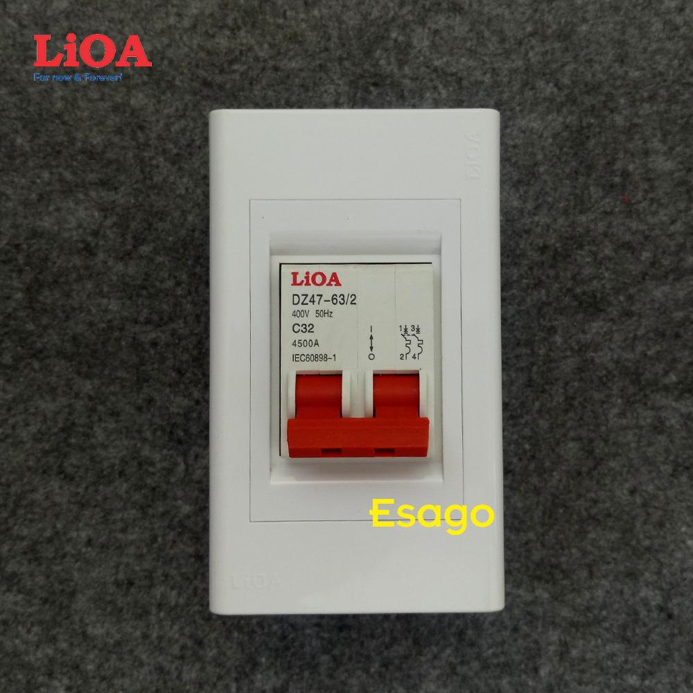 Combo cầu dao tự động lioa 32a loại 2 cực - lắp âm tường