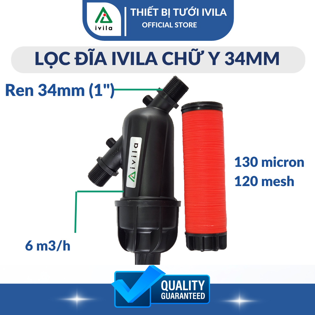 Lọc đĩa IVILA chữ Y 34mm , Lọc đĩa chữ Y phi 34, Lọc nước tưới cây, thiết bị giúp loại bỏ cặn rác thải ra khỏi hệ thống tưới, làm sạch nguồn nước