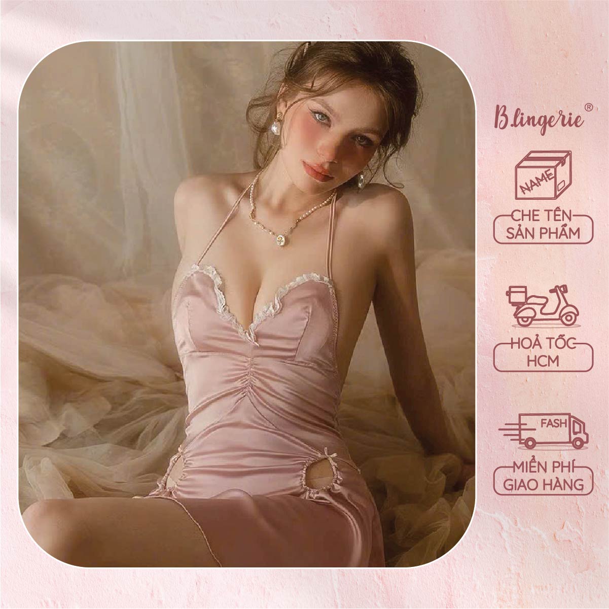 Váy Ngủ Lụa Trơn Nữ Tính - B.Lingerie