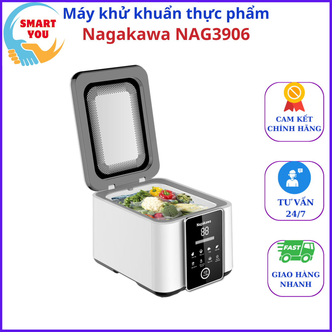 Máy khử khuẩn thực phẩm Nagakawa NAG3906 - 8,5L, Khử khuẩn thực phẩm, tiệt trùng đồ chơi trẻ em, bảo hành 12 tháng