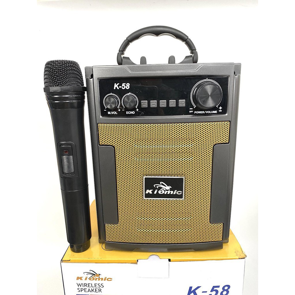 [HCM]Loa bluetooth - trợ giảng - karaoke Loa kéo thùng gỗ Karaoke di động Kiomic K58 Âm Thanh Cực Đỉnh Pin Sạc Tiện Lợi - Tặng Micro Hát Cực Hay (Ship Code Toàn Quốc)