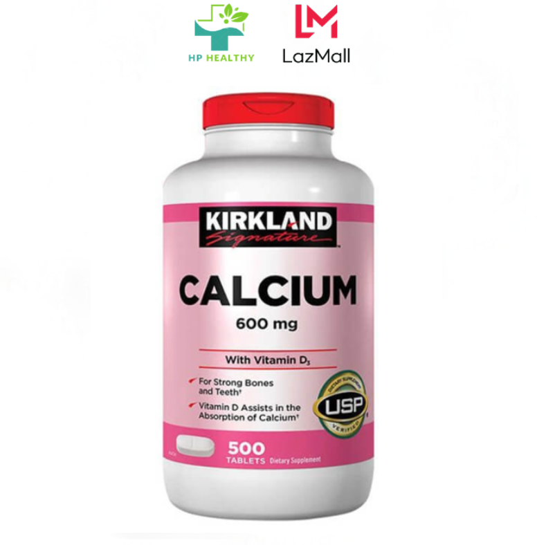Viên uống Canxi giảm đau khớp Kirkland Calcium 600mg + D3 hộp 500 viên của