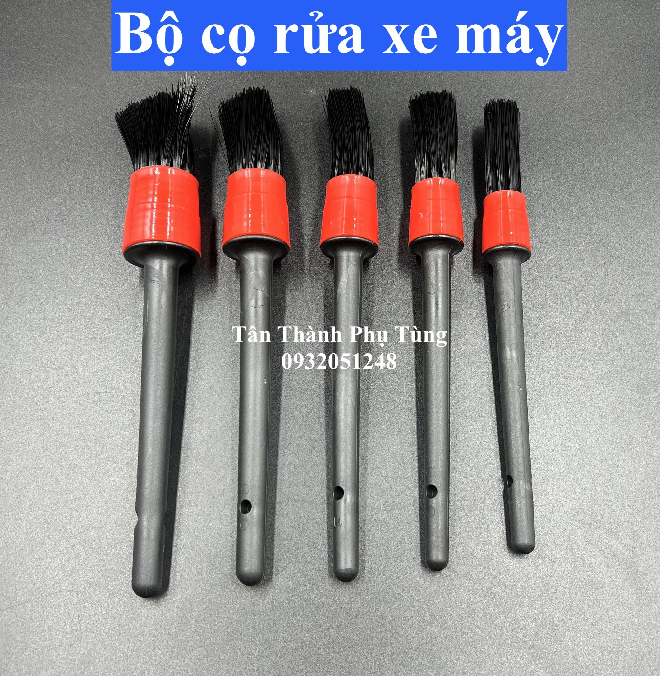 Bộ cọ, chổi rửa xe máy 5 cây