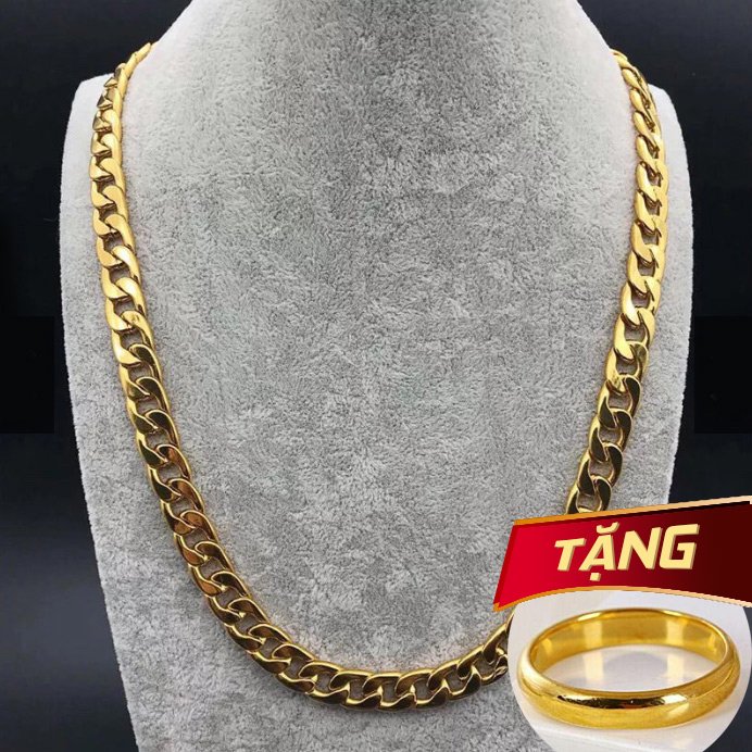 [HCM]TẶNG Freeship Nhẫn - Freeship Dây chuyền nam titan mạ vàng BHDC192- 4mm/5mm