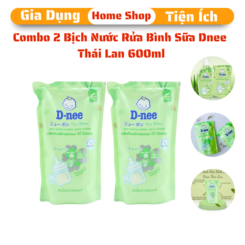 Combo 2 Túi nước rửa bình sữa Dnee 600ml Thái Lan