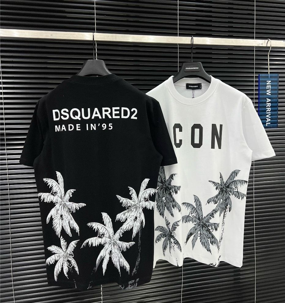 Áo Phông Nam Nữ DSQ Họa Tiết Hình Cây Dừa Siêu Nét - Áo Thun DSQ Thoáng Mát Top Cổ tròn