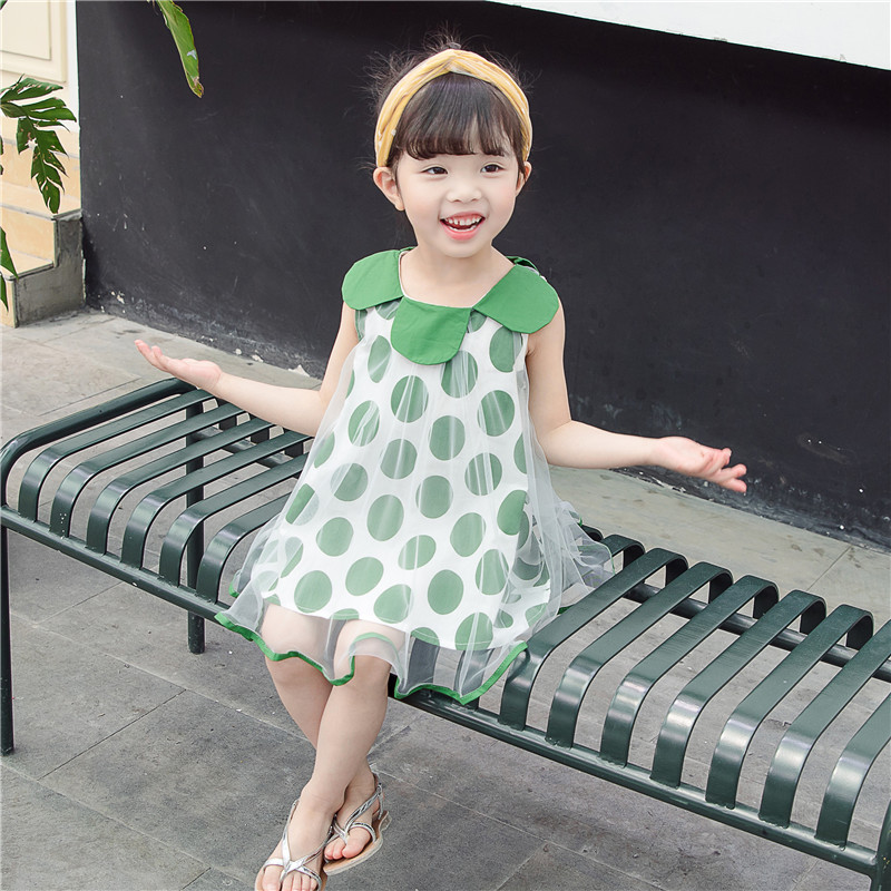 童装 TE48 Đầm sát nách chấm bi mặc mát cho bé 18 tháng đến 4 tuổi
