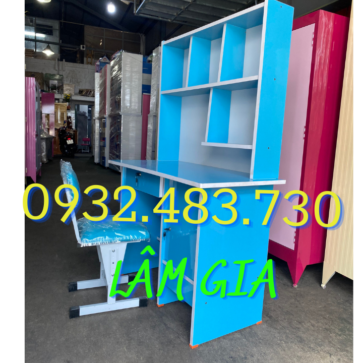 Bàn học có kệ sách cho bé - bàn học sinh 1m