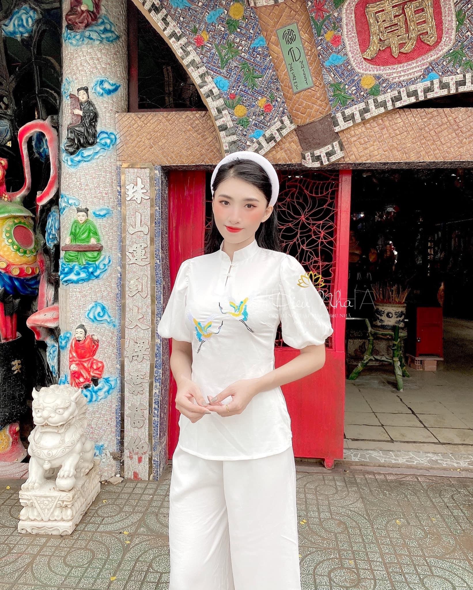 Đồ Lam Đi Chùa Nguyên Set Con Cò D05