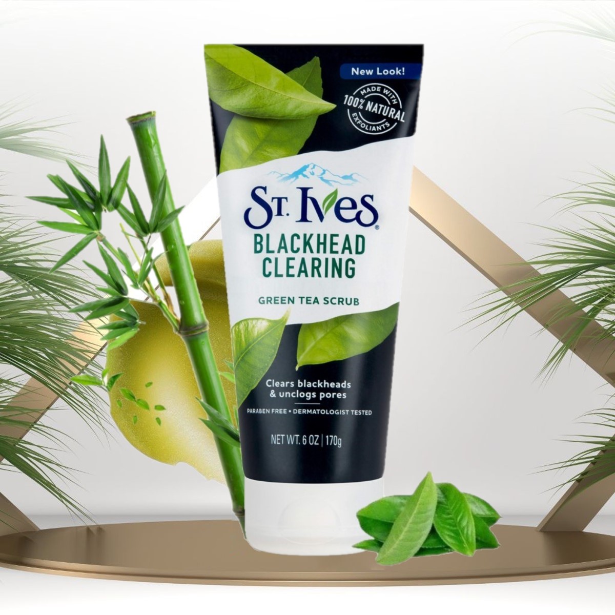 Sữa Rửa Mặt St. Ives Green Tea & Bamboo Scrub 170g Tẩy Da Chết Ngừa Mụn Trà Xanh & Than Tre St Ives Blackhead Clearing Green Tea & Bamboo Scrub
