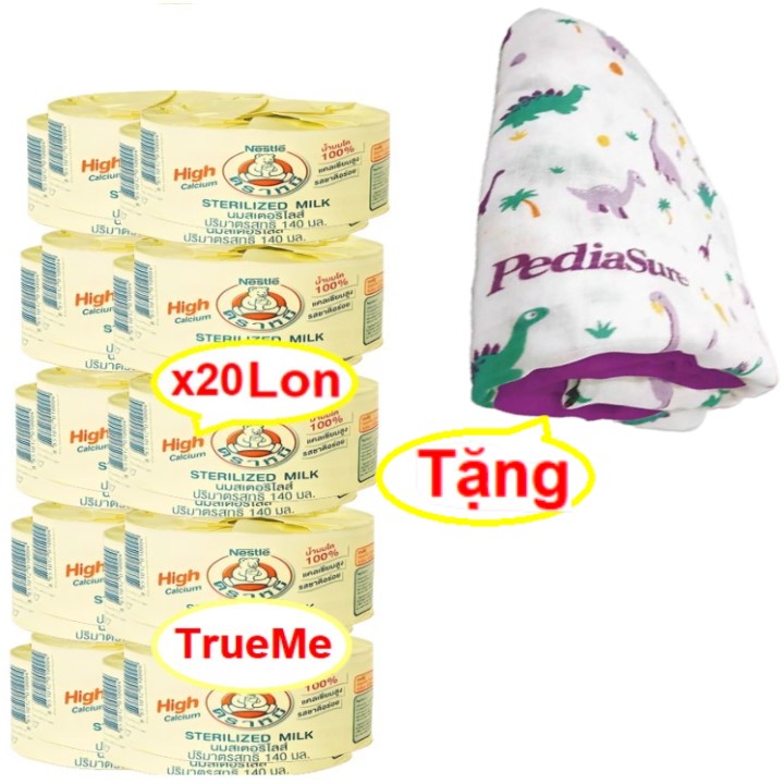 [Free Premium Bamboo Fiber Blanket] Combo of X20 Cans of Thai Bear Milk Nestle Cans (140Ml/Can) - Thai Crab Milk - Baby Milk - Nestle Milk - Hop Milk - Thai Milk - Nesgau140 Trueme Truemenews Lazadatrueme