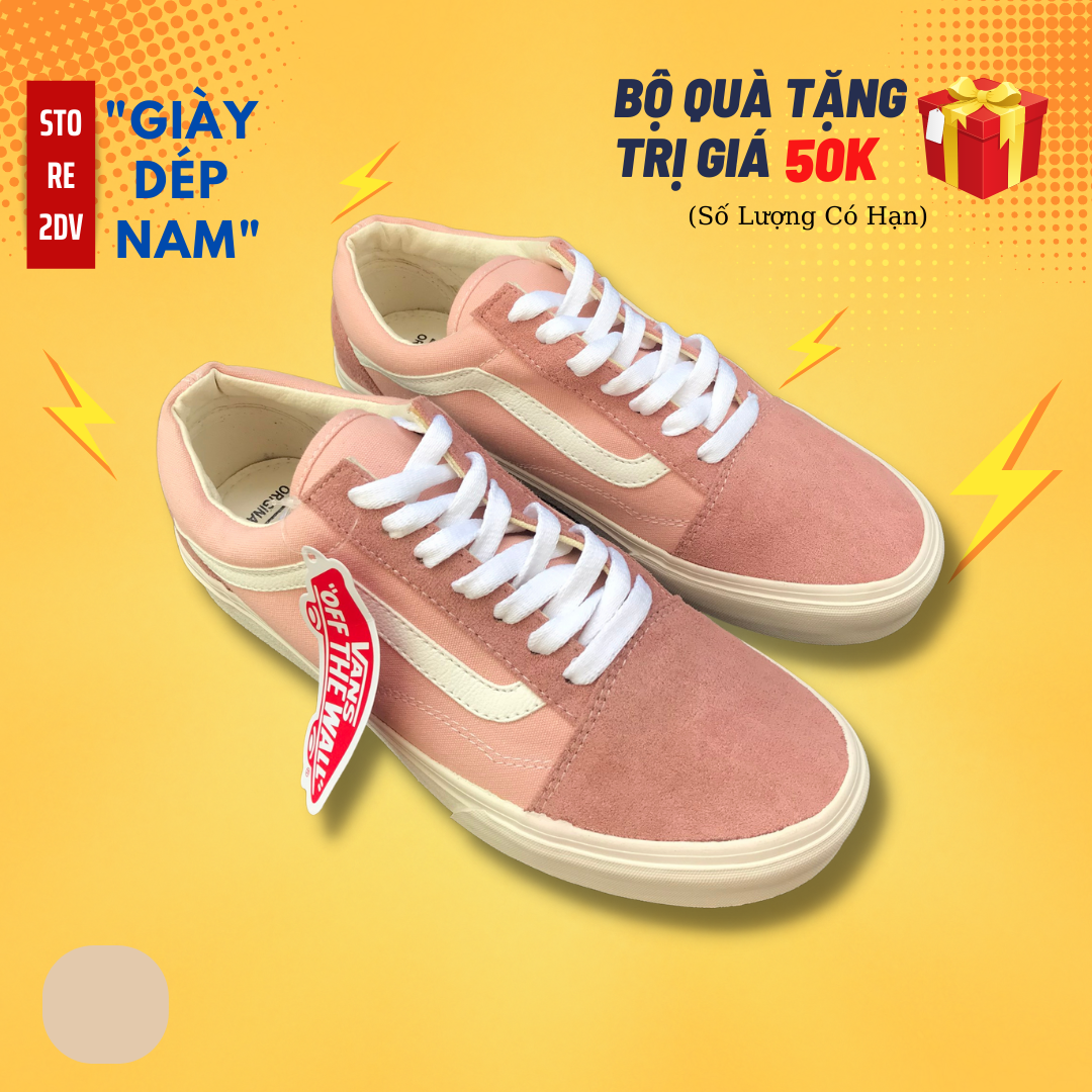 [Tặng Kèm Hộp] Giày Vans Nữ Giá Rẻ Full Hồng Nhạt Thời Trang Giày Bata Nữ Hồng - Store 2DV