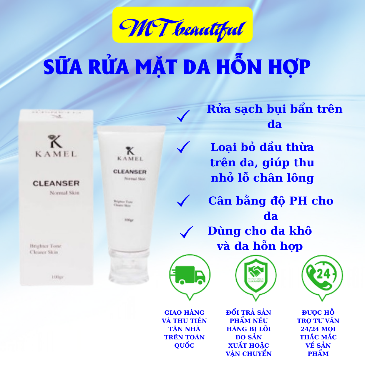 Sữa rửa mặt hỗn hợp karmel làm sạch sâu cấp dưỡng chât dành cho da khô da hỗn hợp
