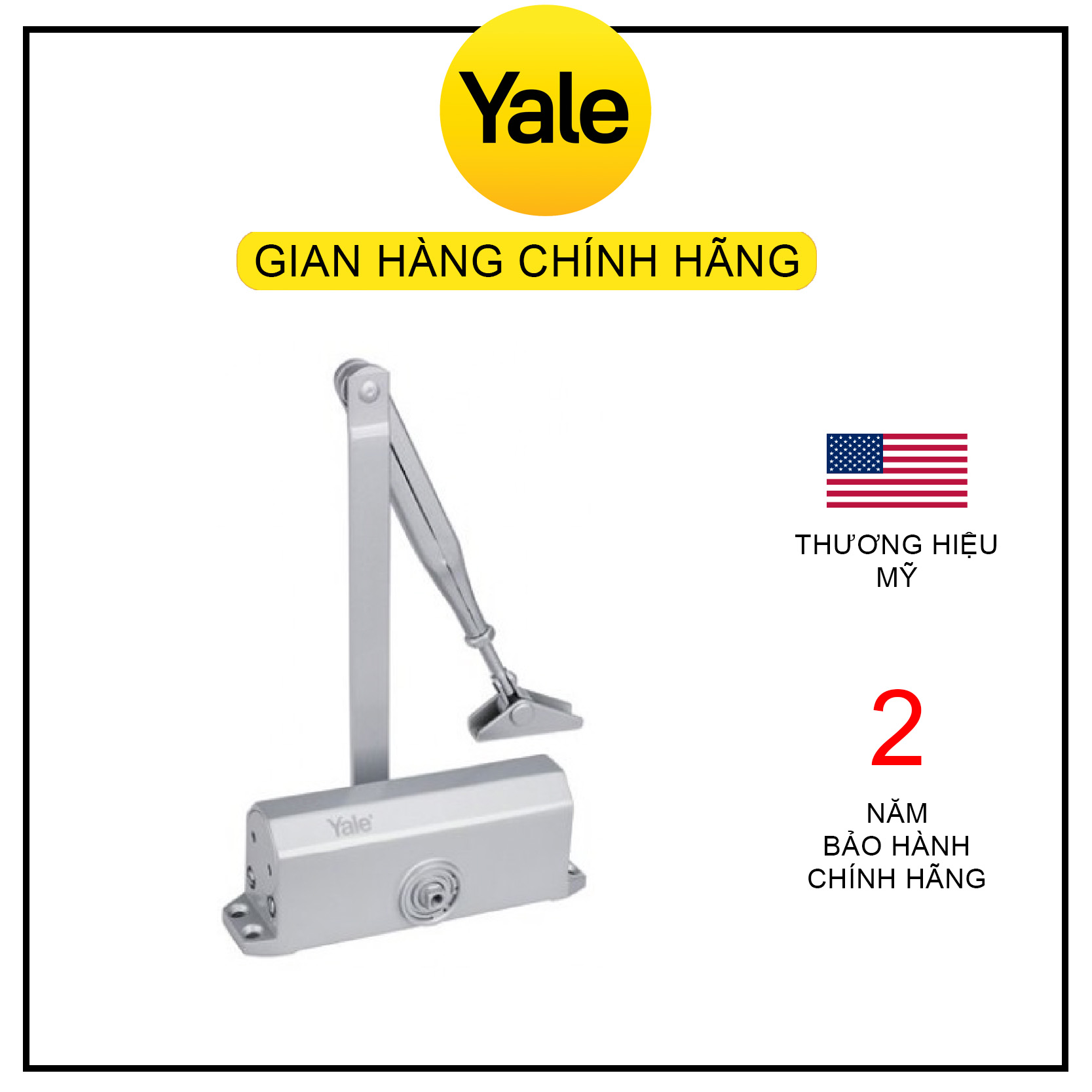 Tay đẩy hơi nổi - tay co thủy lực yale vc7712-sb/c7722-sb - bảo hành 2 năm - hàng chính hãng