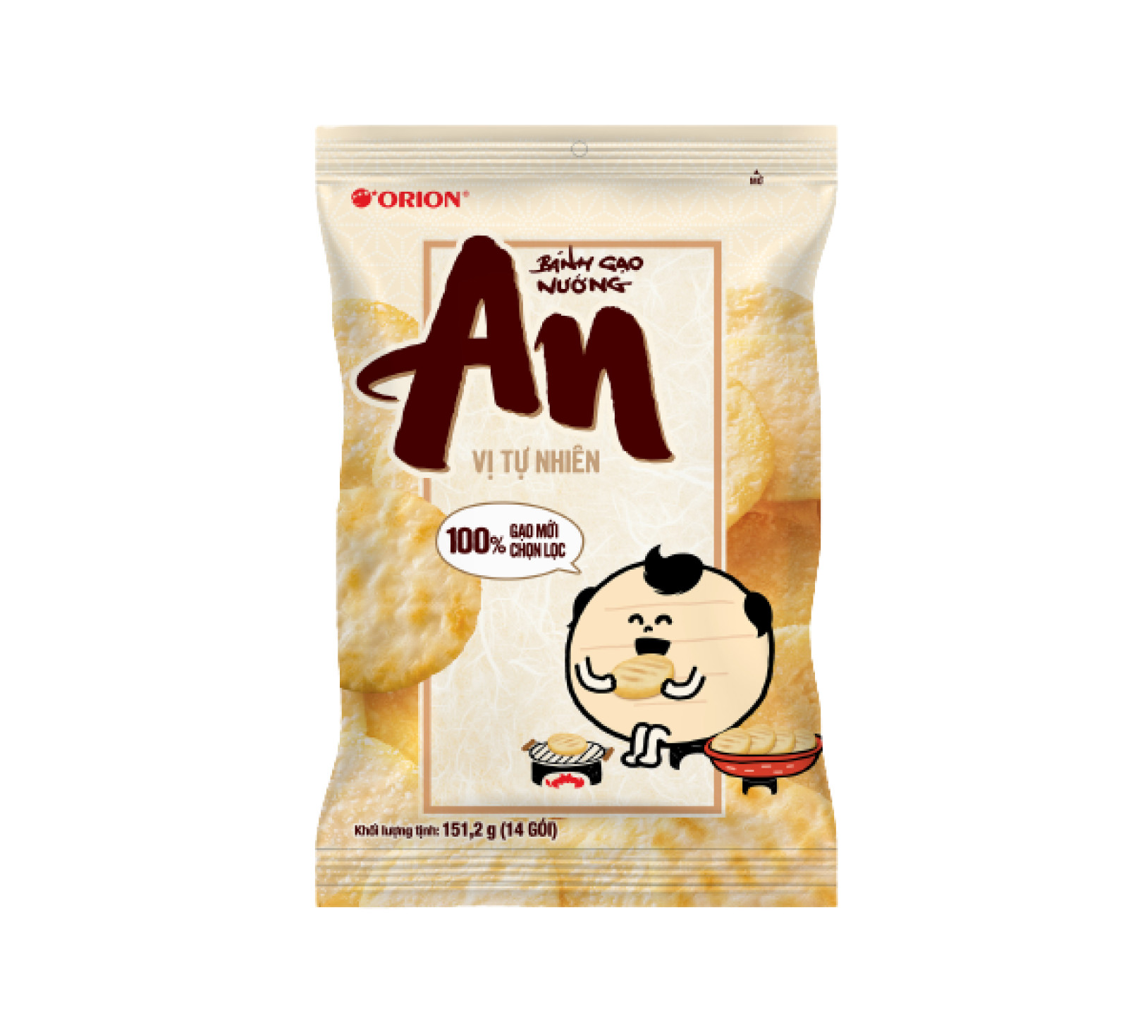 Bánh gạo  Orion An nướng vị tự nhiên gói 151.2g (14 gói x 10.8g)