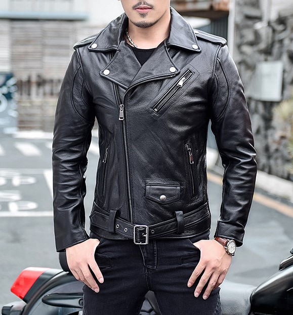 Áo Khoác Da Bò Biker Jacket, áo khoác da bò dây kéo xéo