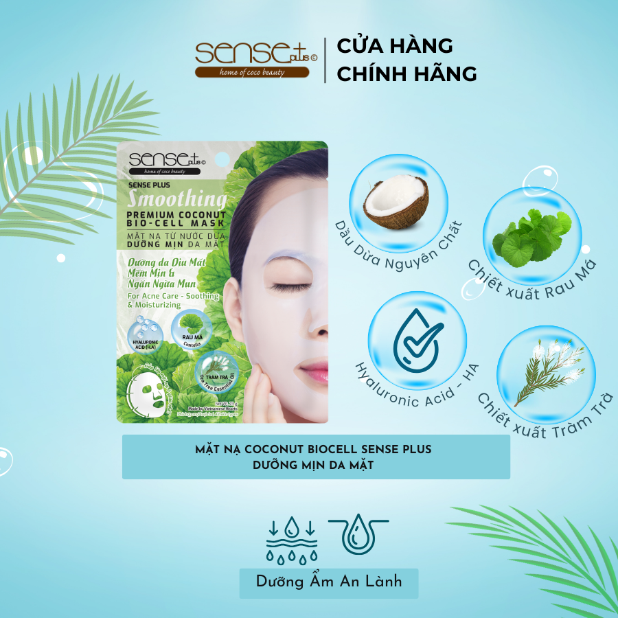 Mặt nạ dừa sinh học dưỡng mịn ngừa mụn Sense Plus