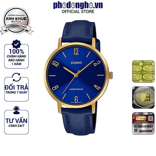 Đồng hồ nữ dây da casio anh khuê ltp-vt01gl-2budf