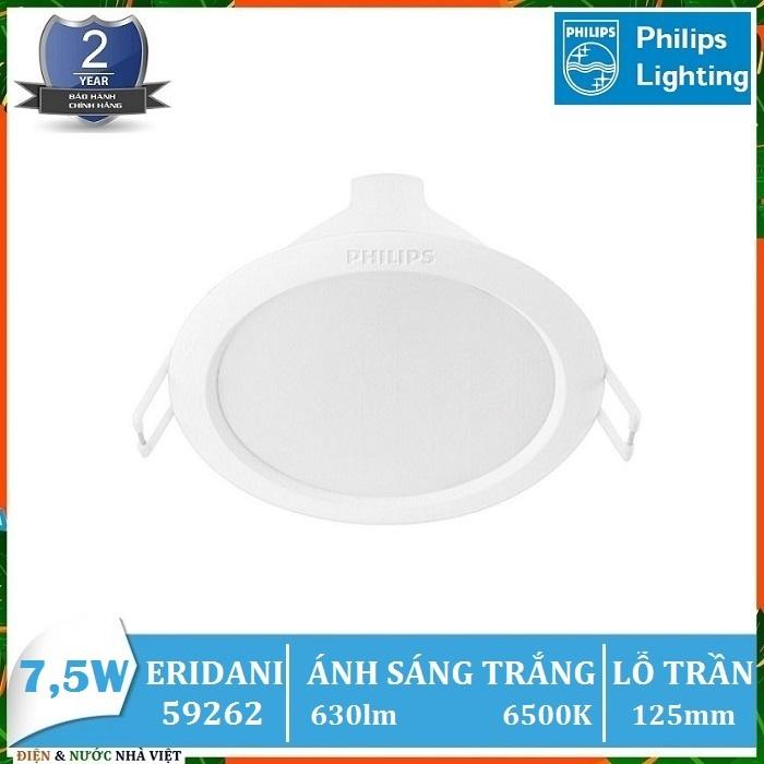 Bóng đèn led 7.5w philips eridani 59262 d125 âm trần downlight kiểu tròn