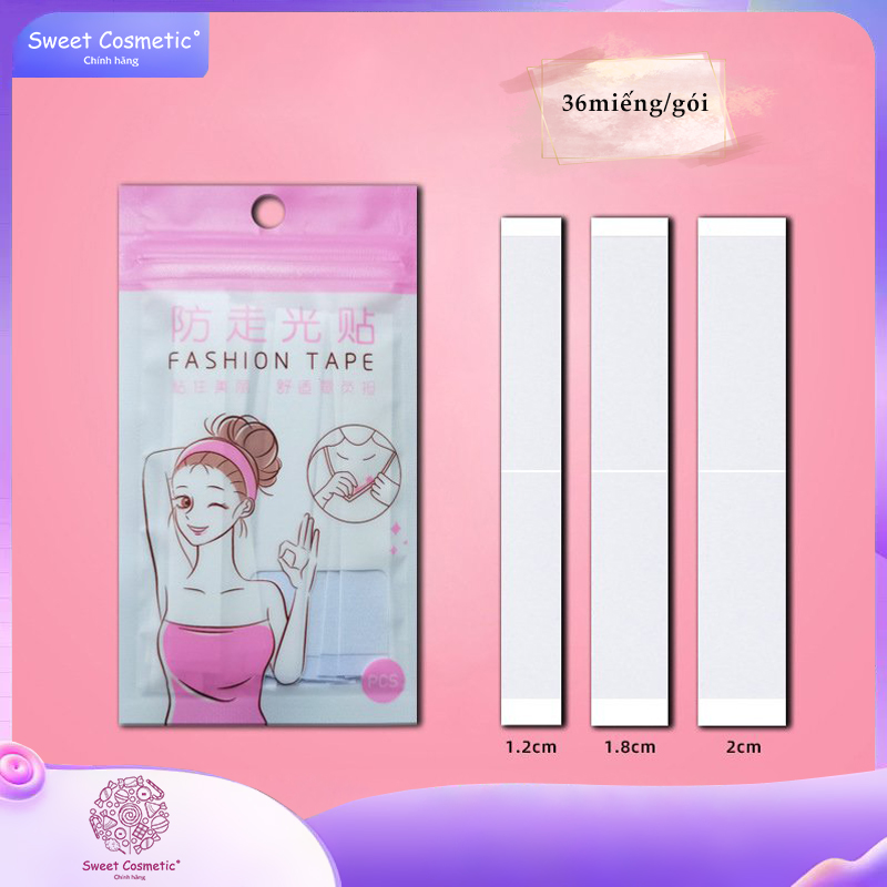 36 băng dính cố định quần áo Sweetcosmetic - Miếng dán chống lộ, hở ngực, vai áo unisex